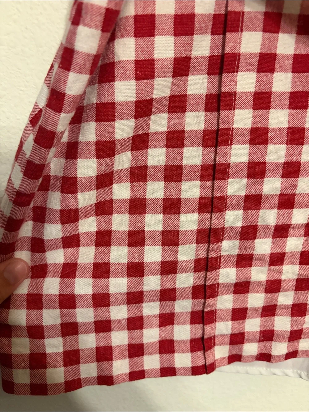 Wayf Red Gingham High-Waist Tie-Front Shorts - Picture 3 of 4